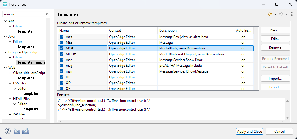 Developer Studio Templates (Platzhalter) - FOX FRAMEWORK